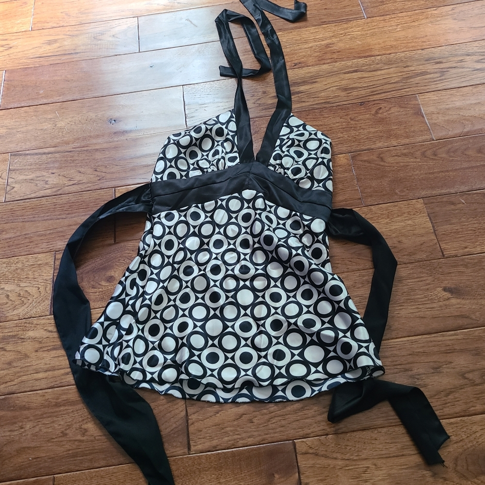 Black and white halter top